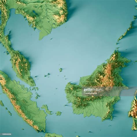 Malaysia 3d Render Topographic Map Color High Res Stock Photo Getty