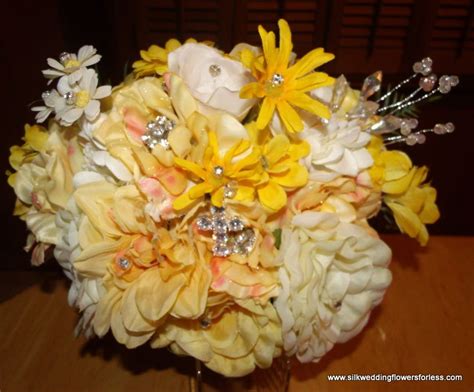 Brides Heart Shaped Bouquet With Rhinestone Cross At