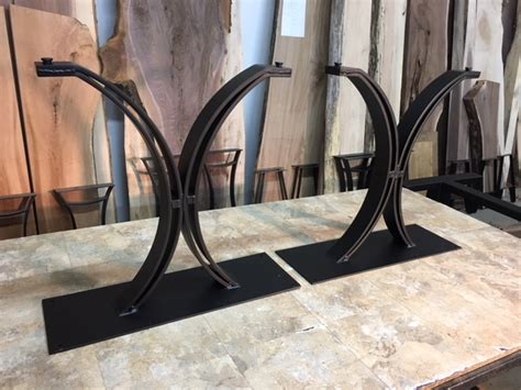 Raw industrial look or powdercoated. OhioWoodlands Dining Table Base. Steel dining table legs ...