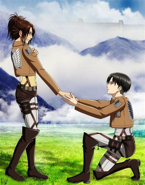 Two Anime Characters Are Touching Hands In The Grass