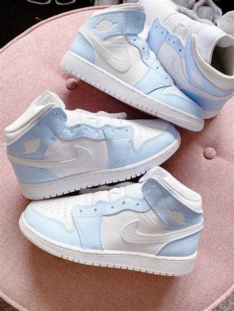 Baby Blue Nike Air Jordan 1 Mid The Custom Movement Jordan Shoes