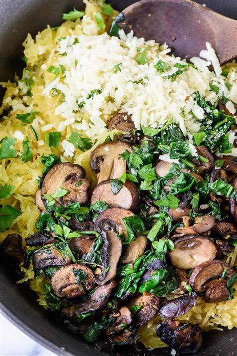 Roasted Spaghetti Squash With Parmesan And Mushrooms