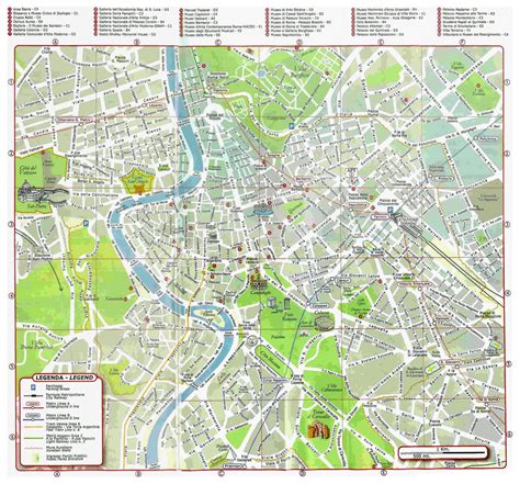 Mapa Turístico Del Centro De La Ciudad De Roma Roma Italia Europa