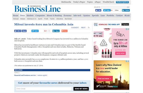 Columbia asia referral hospital private hospital from bangalore, india. Columbia Asia Receives $101M Investment from Mitsui & Co ...