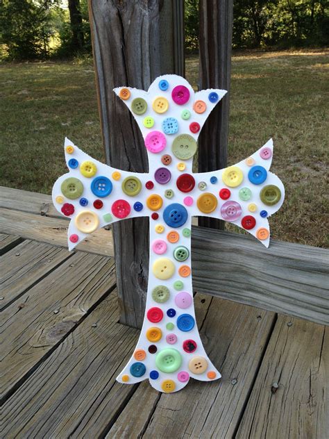 Button Cross | Button crafts, Button crafts for kids, Crafts