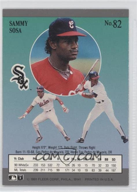 Check spelling or type a new query. 1991 Fleer Ultra #82 - Sammy Sosa - COMC Card Marketplace