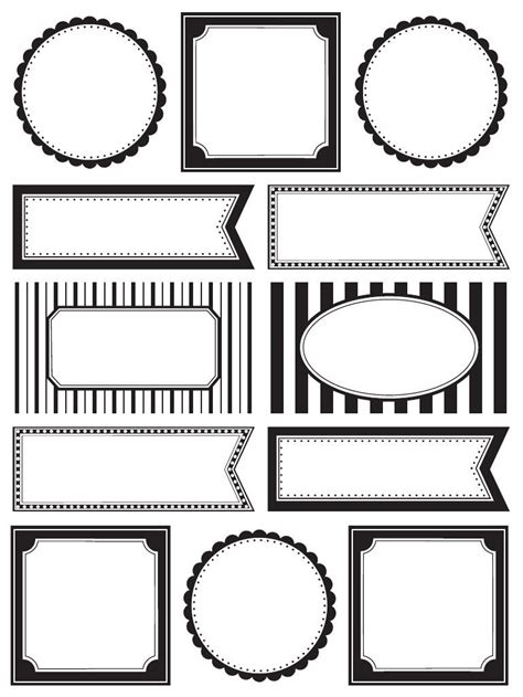 Black And White Various Sized Tags Black And White Stickers Label
