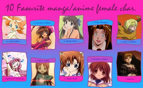 My Top 10 Favorite Female Animemanga Characters By Greenwavesinactive