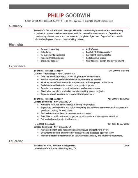 Resume summaries can bridge the gap between your existing experience and what you'd like to do next, so. Best Technical Project Manager Resume Example | LiveCareer