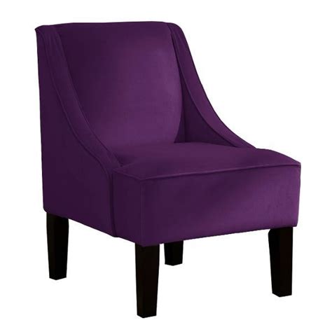Thea kaela classic studded wingback club armchair 's design is really cool. Velvet Aubergine Swoop Arm Accent Chair | Purple furniture ...