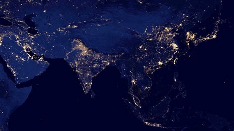 K Asia Korean Earth Satellite Imagery India Japan City Lights World Continents Night
