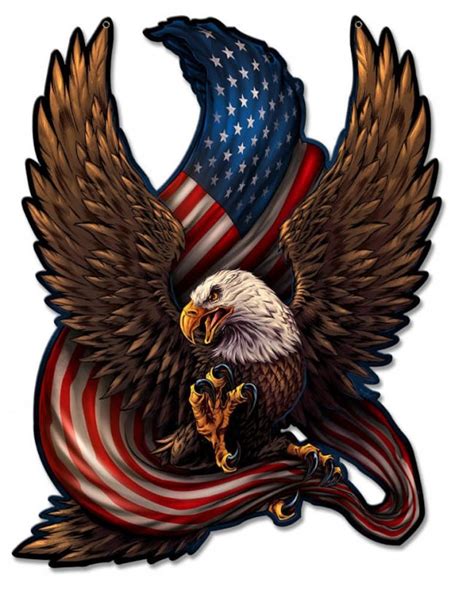 United States Bald Eagle And Flag Patriotic Art On Metal Etsy