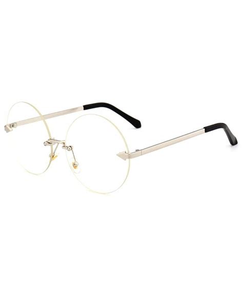 Oversized Arrow Rimless Round Sunglasses For Men And Women Frameless Eyeglasses Silver Frame