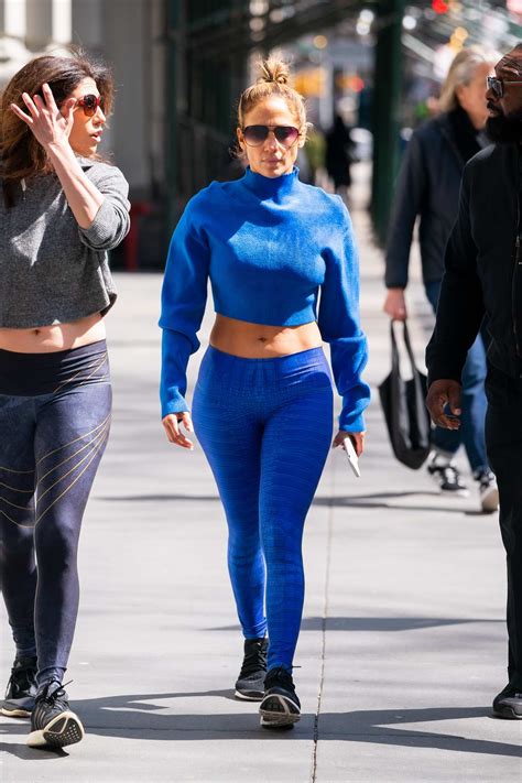 Jennifer Lopez Shows Off Her Abs In A Blue Crop Top With Matching