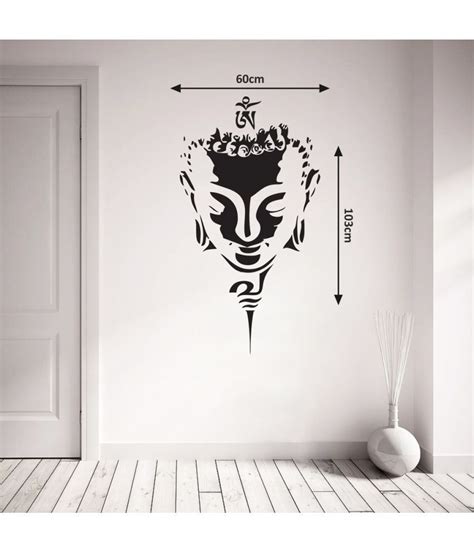 Creatick Studio Buddha Wall Art Pvc Vinyl Black Wall Sticker Pack Of