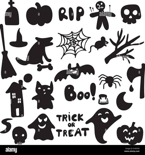 Collection Of Halloween Silhouettes Icon And Character Witch Creepy