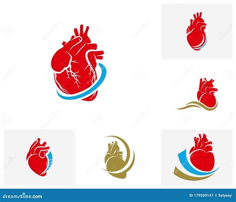 Set Of Human Heart Logo Vector Template Creative Human Heart Logo