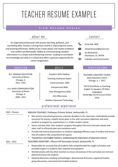 Combination format in a teacher's resume combines the functional and chronological resume format. The Best Teaching CV Examples and Templates