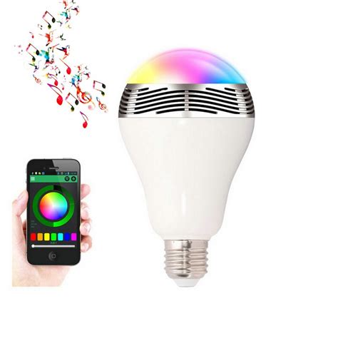 100v 240v 6w E27 Wireless Bluetooth Speaker Rgb Color Smart Led Light
