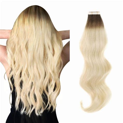 Amazon Com Sassina Ombre Rooted Remi Tape In Human Hair Skin Wefts Dark Brown Fading To
