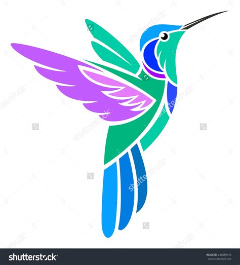 Stylized Hummingbird Green Violetear Ilustración Vectorial En Stock