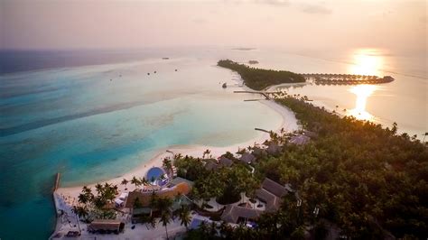 niyama private islands maldives resort dhaalu atoll maldives island aerial view sunset travoh