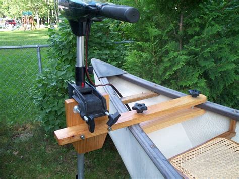 Bow mounts and motor provide way better control than a transom motor, because it pulls the boat through the water, rather than pushing it. Maine Made Oak Canoe Motor Mount | Canoeing, Fish and Boating