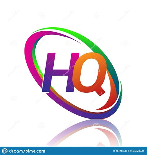 Letter Hq Logotype Design For Company Name Colorful Swoosh Vector Logo