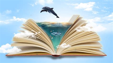Book Poster Background Creative Synthesis Ocean Dolphin Ocean Of
