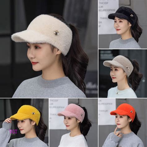 Ygt Winter Baseball Cap For Women New Fashion Stripe Thick Warm Knitted