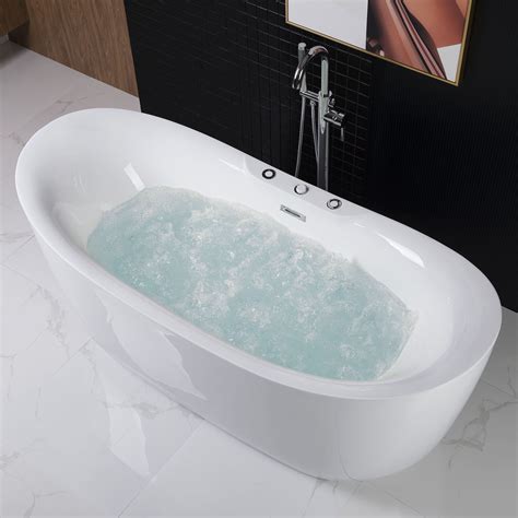 woodbridge 71 x 32 freestanding bathtub whirlpool water jetted and air bubble b 0034