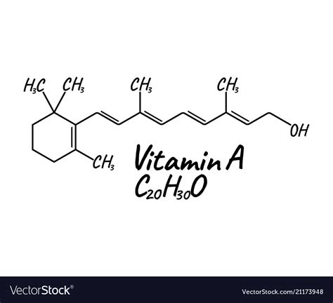 Vitamin A Label And Icon Chemical Formula Vector Image