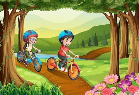 Please use and share these clipart pictures with your friends. Two boys riding bicycle in the park - Download Free ...