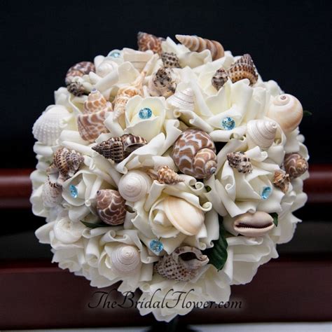 Would so appreciate the votes! Hand Made Seashell Bouquet Wiht Light Blue Pins For Beach ...