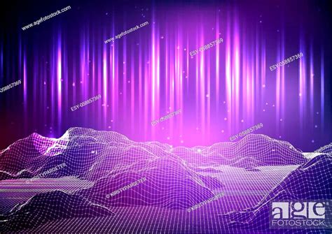 Futuristic Sci Fi Background With Glowing Lines And A Wireframe Terrain