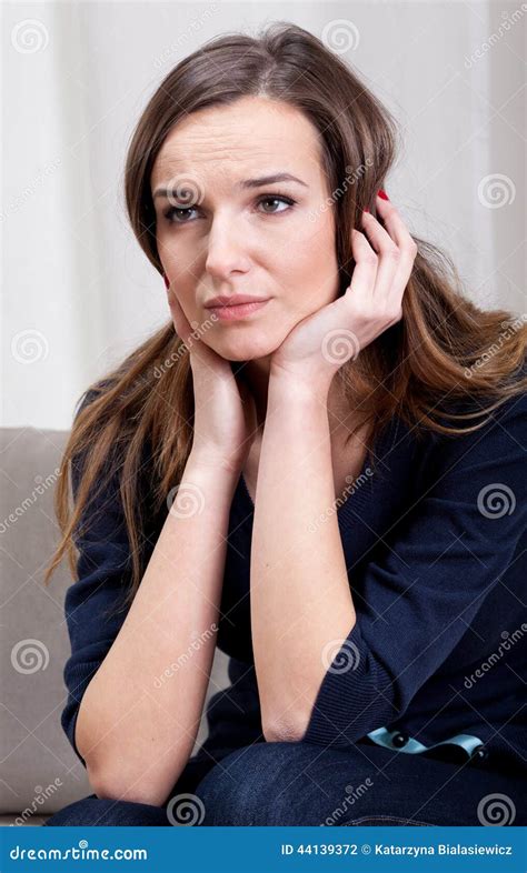 Exhausted Woman Sitting Stock Photo Image Of Frustrated 44139372