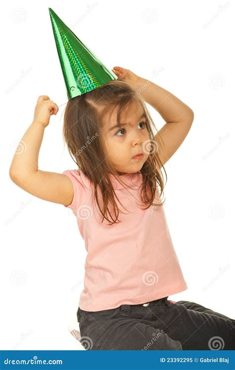 Girl Trying To Put Party Hat Stock Image Image Of Child Infant 23392295