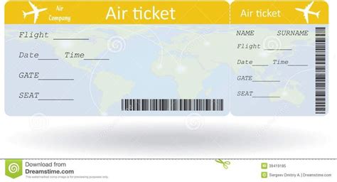 Printable Free Editable Airline Ticket Template