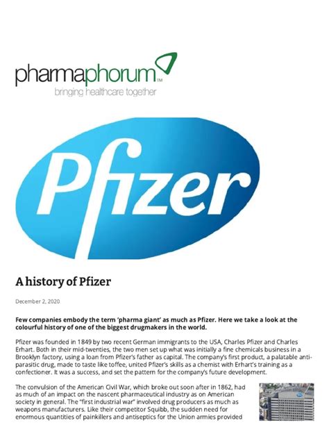 A History Of Pfizer Pdf Pfizer Pharmacology