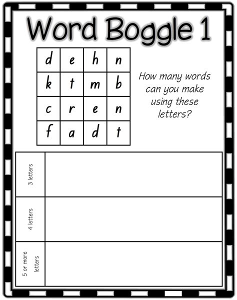 Make words with these letters yearly. Word Games Boggle | Activity Shelter