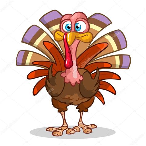 Cartoon Thanksgiving Turkey Isolated On White Vector Stock Vector