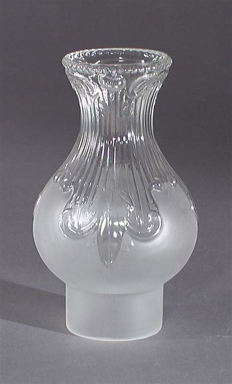 Frosted And Clear Embossed Glass Chimney 57996 Bandp Lamp Supply