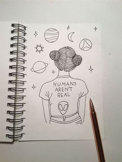 Humans Arent Real T Shirt Girl Staring At The Planets And Stars How