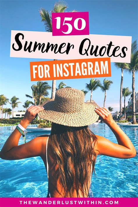 A Woman Wearing A Straw Hat With The Words Summer Quotes For Instagram