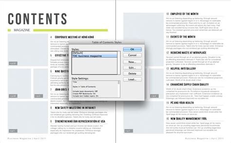 Indesign Table Of Contents Template Free Awesome Home