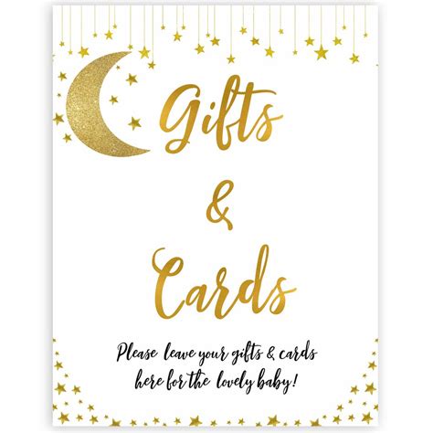 If you need a free printable shower card for twins, this adorable rhyming card is perfect. Gifts & Cards Sign - Little Star Printable Baby Shower Signs - OhHappyPrintables