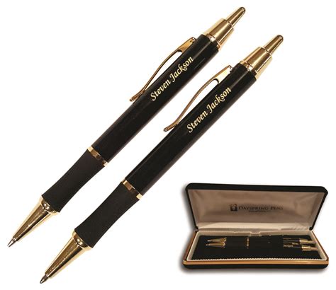 Engraved Black Pen And Pencil Set Personalized With Your Name