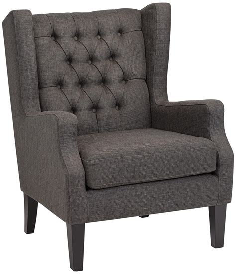 Maxwell Lillian Tufted Charcoal Gray Armchair Red Armchair Wingback