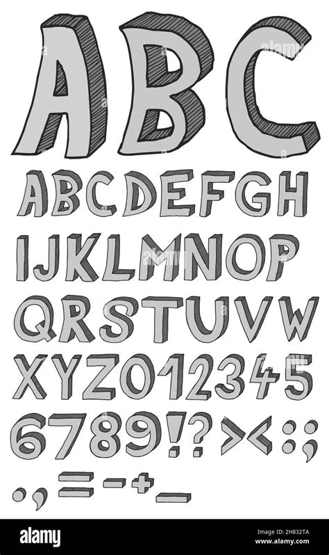 Hand Drawn Abc Font 3d Alphabet Stock Vector Image And Art Alamy