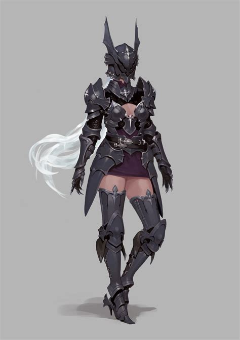 Dark Knight Female Character Design Fantasy Warrior Armor Concept